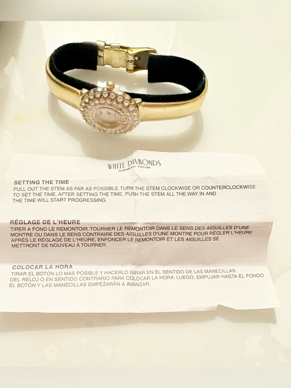 White Diamonds Elizabeth Taylor Gold Crystal-Accent Women's Bracelet Watch